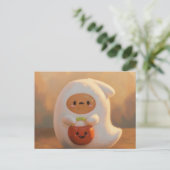 Spook met pompoen emmer halloween briefkaart (Staand voorkant)