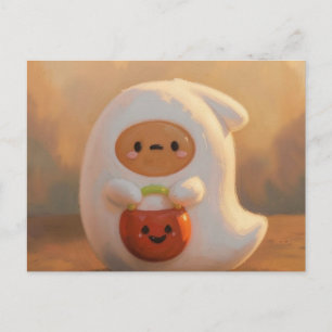 Spook met pompoen emmer halloween briefkaart