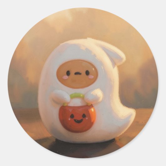 Spook met pompoen emmer halloween ronde sticker (Voorkant)