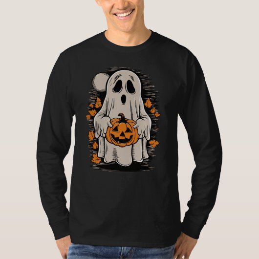 Spook met pompoen, Halloween Mannen T-shirt (Voorkant)