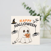 Spook met pompoen - Happy Halloween Design Save The Date (Staand voorkant)