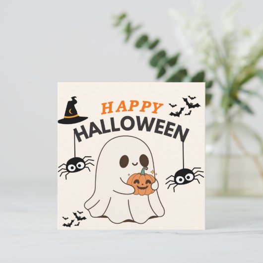 Spook met pompoen - Happy Halloween Design Save The Date (Staand voorkant)