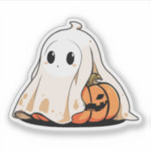Spook met pompoen sticker (Voorkant)