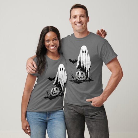 Spook met pompoen t-shirt (Unisex)