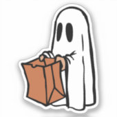 Spook met Tas Trick of Behandelen Brownie Sticker (Voorkant)