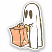 Spook met Tas Trick of Behandelen Brownie Sticker (Voorkant)