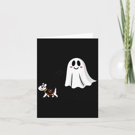 Spook Met Wandelende Hond Halloween Kaart (Voorkant)