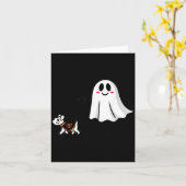 Spook Met Wandelende Hond Halloween Kaart (Gele Bloem)