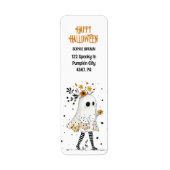 Spook met Zonnebloemen Whimsical Halloween Adres Etiket (Voorkant)