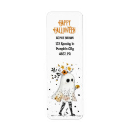 Spook met Zonnebloemen Whimsical Halloween Adres Etiket