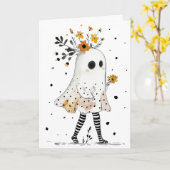 Spook met Zonnebloemen Whimsical Happy Halloween Kaart (Gele Bloem)