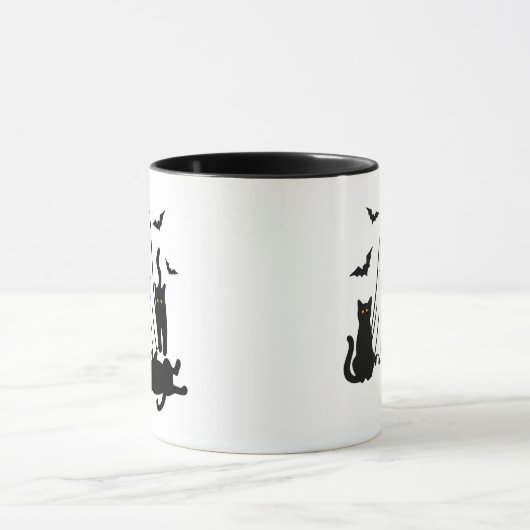 Spook met zwarte katten Halloween Mok (Midden)