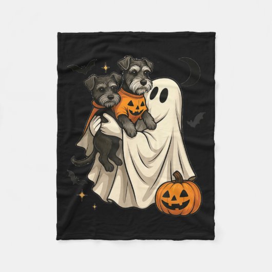 Spook Miniature Schnauzer Hond Halloween Fleece Deken (Voorkant)