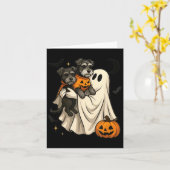 Spook Miniature Schnauzer Hond Halloween Kaart (Gele Bloem)