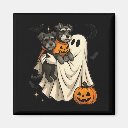 Spook Miniature Schnauzer Hond Halloween Magneet (Voorkant)