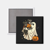 Spook Miniature Schnauzer Hond Halloween  Magneet (Voorkant / Achterkant)