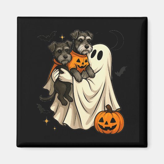 Spook Miniature Schnauzer Hond Halloween  Magneet (Voorkant)
