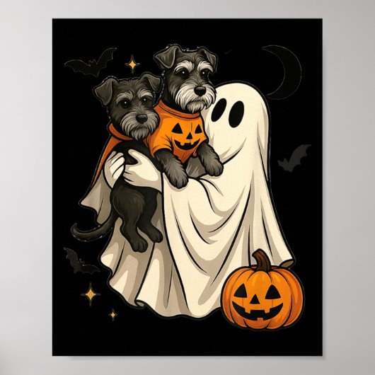 Spook Miniature Schnauzer Hond Halloween Poster (Voorkant)