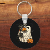 Spook Miniature Schnauzer Hond Halloween Sleutelhanger (Voorkant)