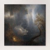 Spook op een schommel in het maanlicht legpuzzel (Horizontaal)