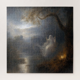 Spook op een schommel in het maanlicht legpuzzel