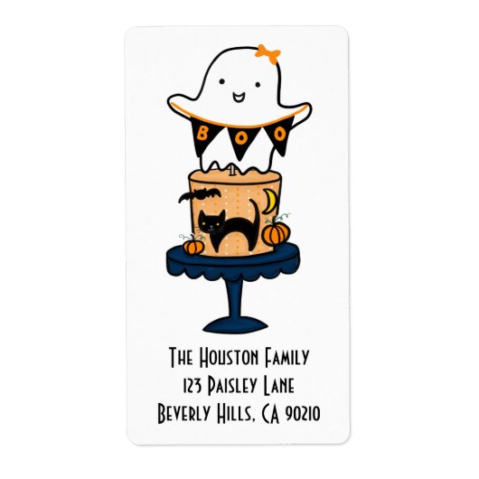 Spook op Halloween Cake Etiket (Voorkant)
