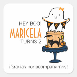 Spook op Halloween Cake Vierkante Sticker