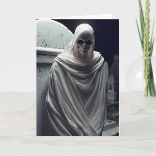 Spook op het kerkhof Halloween Feestdagen Kaart (Voorkant)