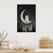 Spook op maanprint, griezelig gotisch bos, donker poster (Keuken)