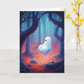 Spook op schommel Halloween groet Kaart (Gele Bloem)