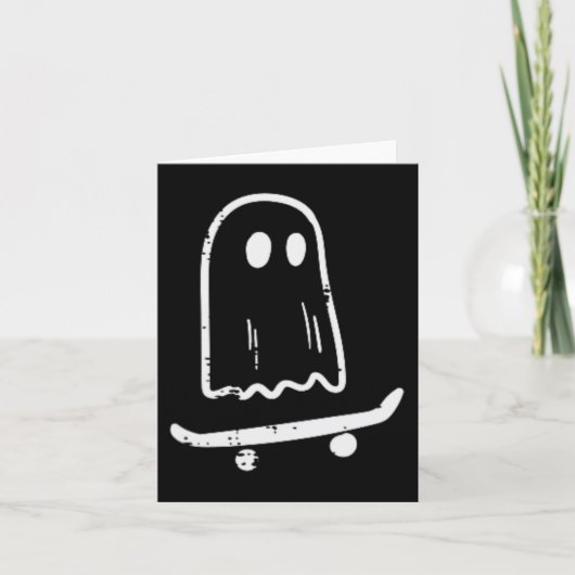 Spook Op Skateboard Leuk Retro Halloween Kostuum B Kaart (Voorkant)