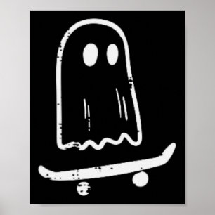 Spook Op Skateboard Leuk Retro Halloween Kostuum B Poster