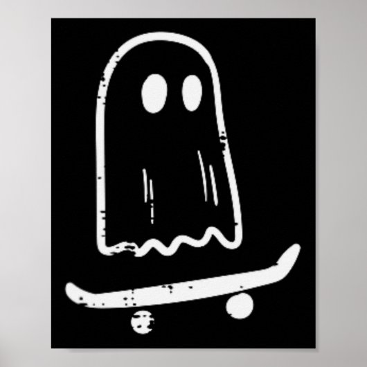 Spook Op Skateboard Leuk Retro Halloween Kostuum B Poster (Voorkant)