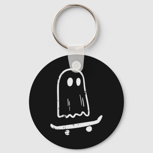 Spook Op Skateboard Leuk Retro Halloween Kostuum B Sleutelhanger (Voorkant)