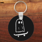 Spook Op Skateboard Leuk Retro Halloween Kostuum B Sleutelhanger (Voorkant)