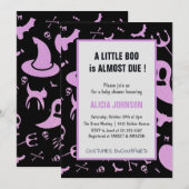 Spook Paarse Glitter Oktober Halloween Baby shower Kaart (Voorkant / Achterkant)