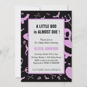Spook Paarse Glitter Oktober Halloween Baby shower Kaart