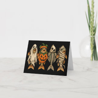 Spook Pompoen Skelet Mumie Forel Grappig Halloween Bedankkaart