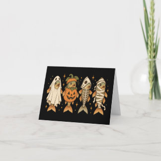 Spook Pompoen Skelet Mumie Forel Grappig Halloween Bedankkaart