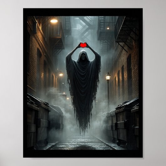 Spook rode hart handen eng gezicht halloween poster (Voorkant)