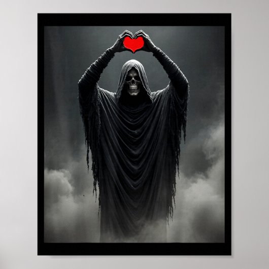 Spook rode hart handen eng gezicht halloween poster (Voorkant)