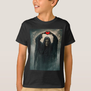 Spook rode hart handen eng gezicht halloween t-shirt
