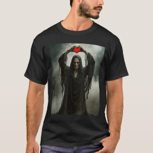Spook rode hart handen eng gezicht halloween t-shirt
