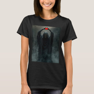 Spook rode hart handen eng gezicht halloween t-shirt