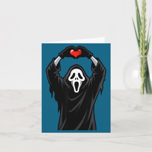 Spook Rode Hart Handen Y Gezicht Halloween Valenti Kaart (Voorkant)