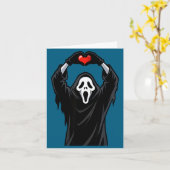 Spook Rode Hart Handen Y Gezicht Halloween Valenti Kaart (Gele Bloem)