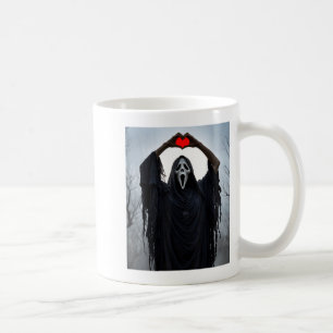 Spook Rode Hart Handen Y Gezicht Halloween Valenti Koffiemok