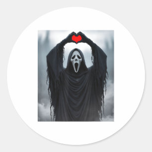 Spook Rode Hart Handen Y Gezicht Halloween Valenti Ronde Sticker