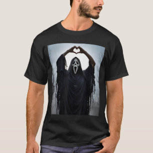 Spook Rode Hart Handen Y Gezicht Halloween Valenti T-shirt