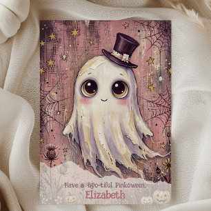 Spook Roze Halloween Boo Groet Pinkoween Griezelen Kaart